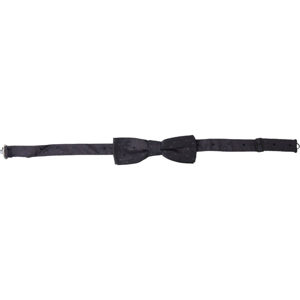 Dolce & Gabbana Blue Polka Dot Silk Adjustable Neck Men Papillon Bow Tie