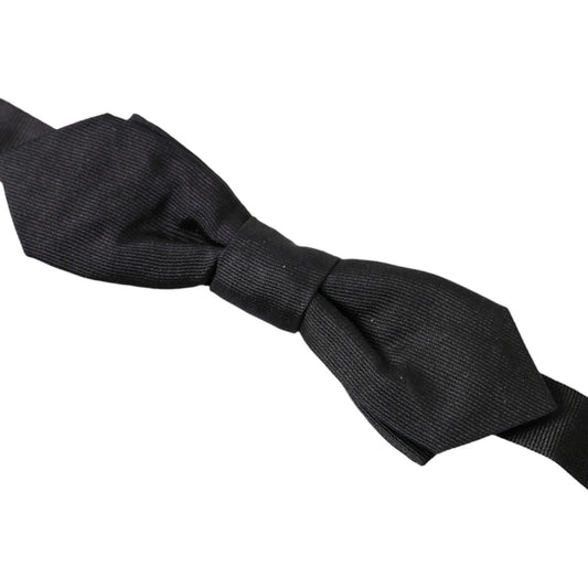 Dolce & Gabbana Black Silk Adjustable Neck Men Papillon Bow Tie