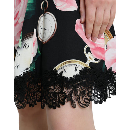 Dolce & Gabbana Black Floral Embellished Lace A-line Dress