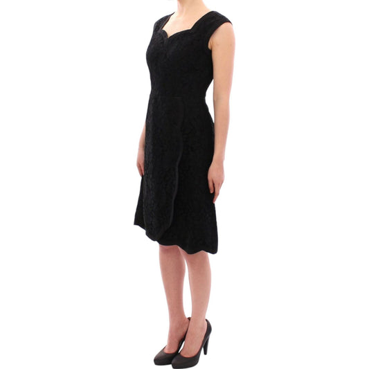 Dolce & Gabbana Elegant Black Floral Lace Dress Dolce & Gabbana Tan