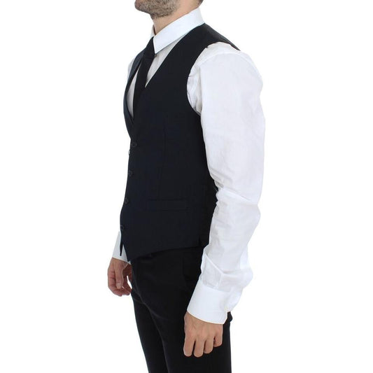 Dolce & Gabbana Blue Wool Formal Dress Vest Gilet