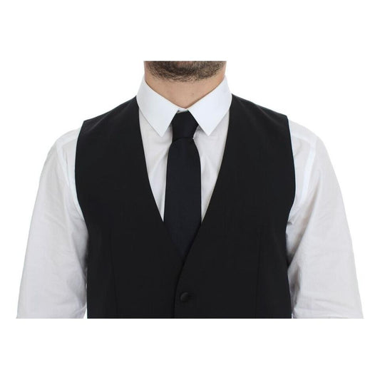 Dolce & Gabbana Black Wool Silk Stretch Dress Vest Blazer