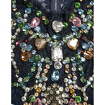 Dolce & Gabbana Blue Crystal Floral Lace Long Gown Dress