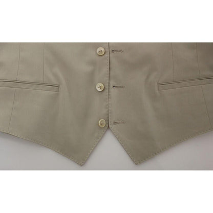 Dolce & Gabbana Beige Cotton Stretch Dress Vest Blazer