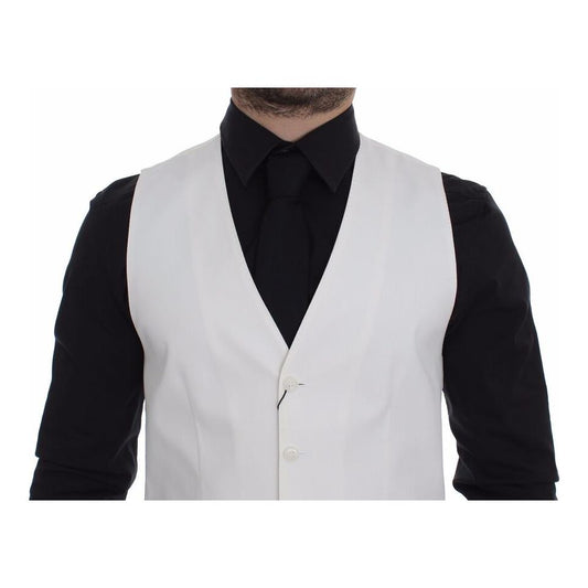 Dolce & Gabbana White Cotton Silk Blend Dress Vest Blazer VES10100-1