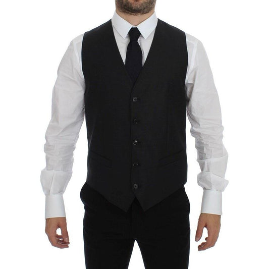 Dolce & Gabbana Gray Wool Silk Dress Vest Gilet Weste