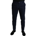 Dolce & Gabbana Dark Blue Cotton Stretch Slim Fit Dress Pants