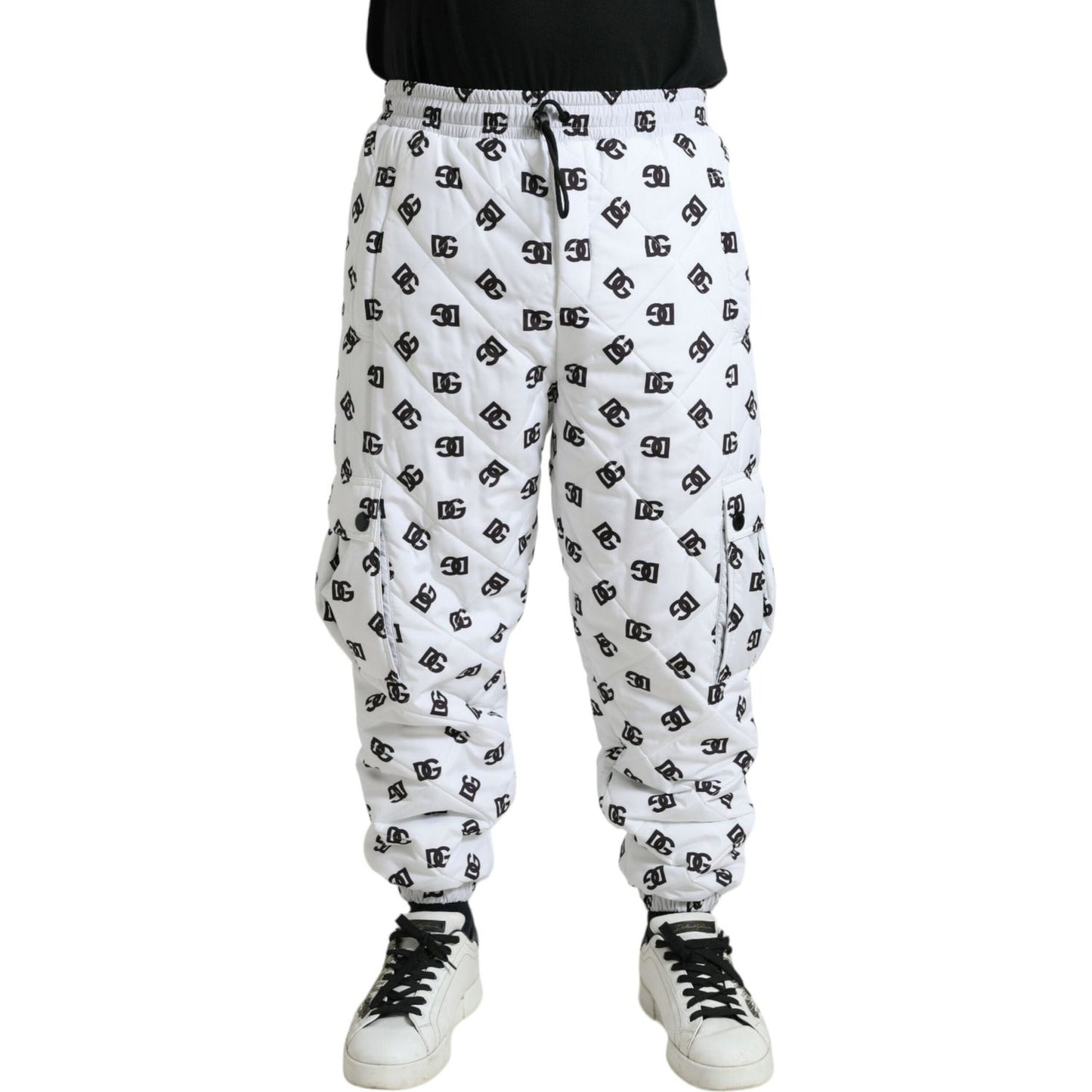 Dolce & Gabbana White Logo DG Print Men Jogger Sweatpants Pants