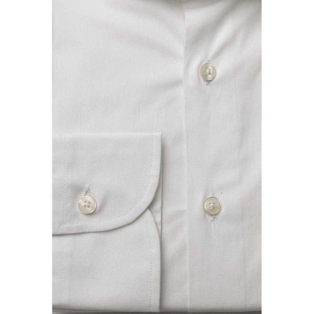 Bagutta White Cotton Men's Shirt Slim Fit With French Collar