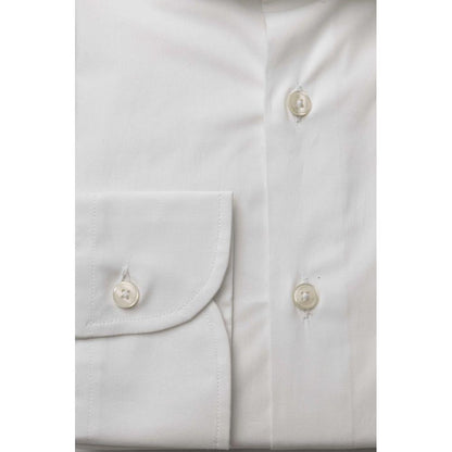 Bagutta White Cotton Men's Shirt Slim Fit With French Collar