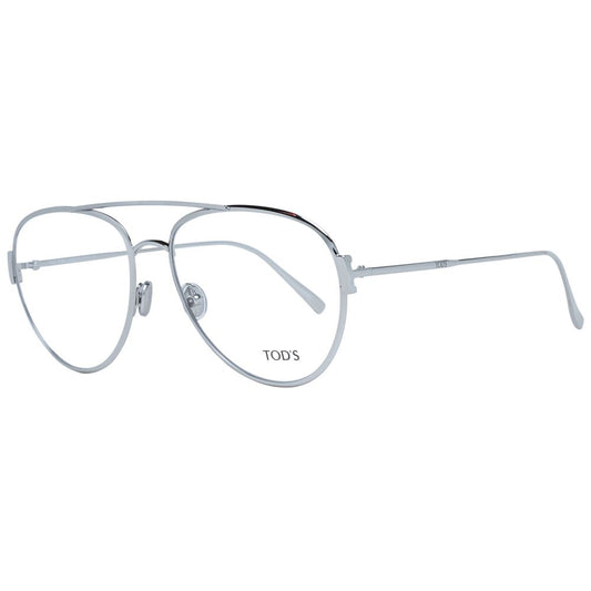 Tod's Silver Women Glasses Frame - Aviator style, full-rim metal frame, includes branded case, lens width 56mm, bridge 16mm, temples 140mm.
