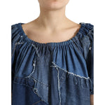 Dolce & Gabbana Blue Patchwork Short Sleeves Denim Blouse Top