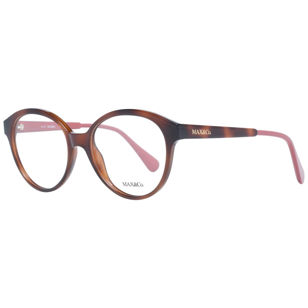 Max & Co Brown Women Glasses Frame, plastic, round, full-rim, size 53-17-140, includes branded case