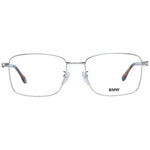 BMW Gold Men Glasses Frame, full-rim rectangle design in gold metal and plastic, size 56-18-145, includes branded case.
