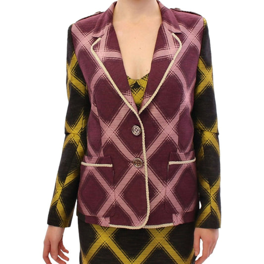 House of Holland Purple checkered blazer jacket