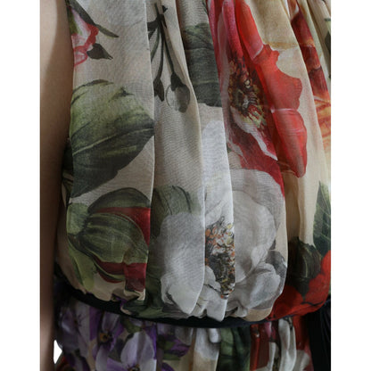 Dolce & Gabbana Beige Floral Sleeveless A-line Mini Dress