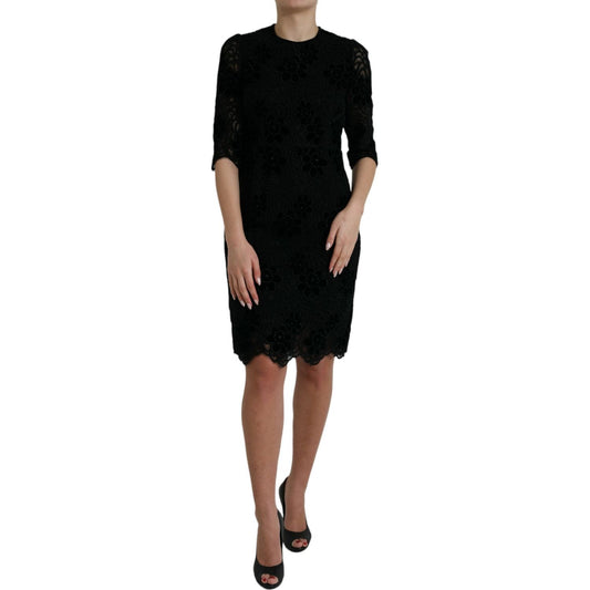 Dolce & Gabbana Elegant Floral Lace Sheath Dress Dolce & Gabbana Black