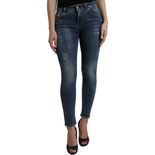 Dolce & Gabbana Elegant Mid Waist Stretch Jeans in Blue Dolce & Gabbana Dark Slate Gray