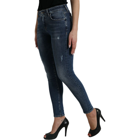 Dolce & Gabbana Elegant Mid Waist Stretch Jeans in Blue Dolce & Gabbana Dark Slate Gray