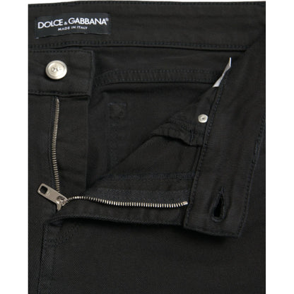 Dolce & Gabbana Black Cotton Mid Waist Skinny Denim Jeans