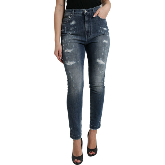 Dolce & Gabbana Elegant High Waist Stretch Denim Jeans Dolce & Gabbana Dark Slate Gray