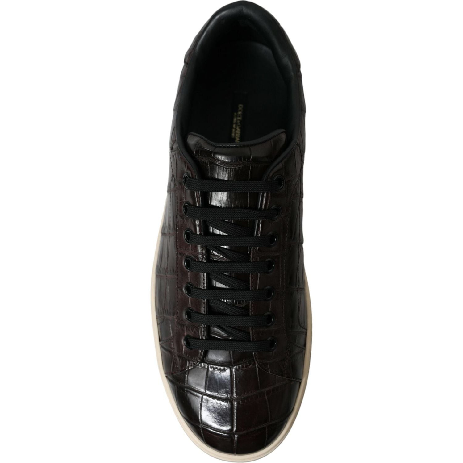 Dolce & Gabbana Brown Croc Exotic Leather Men Casual Sneakers Shoes