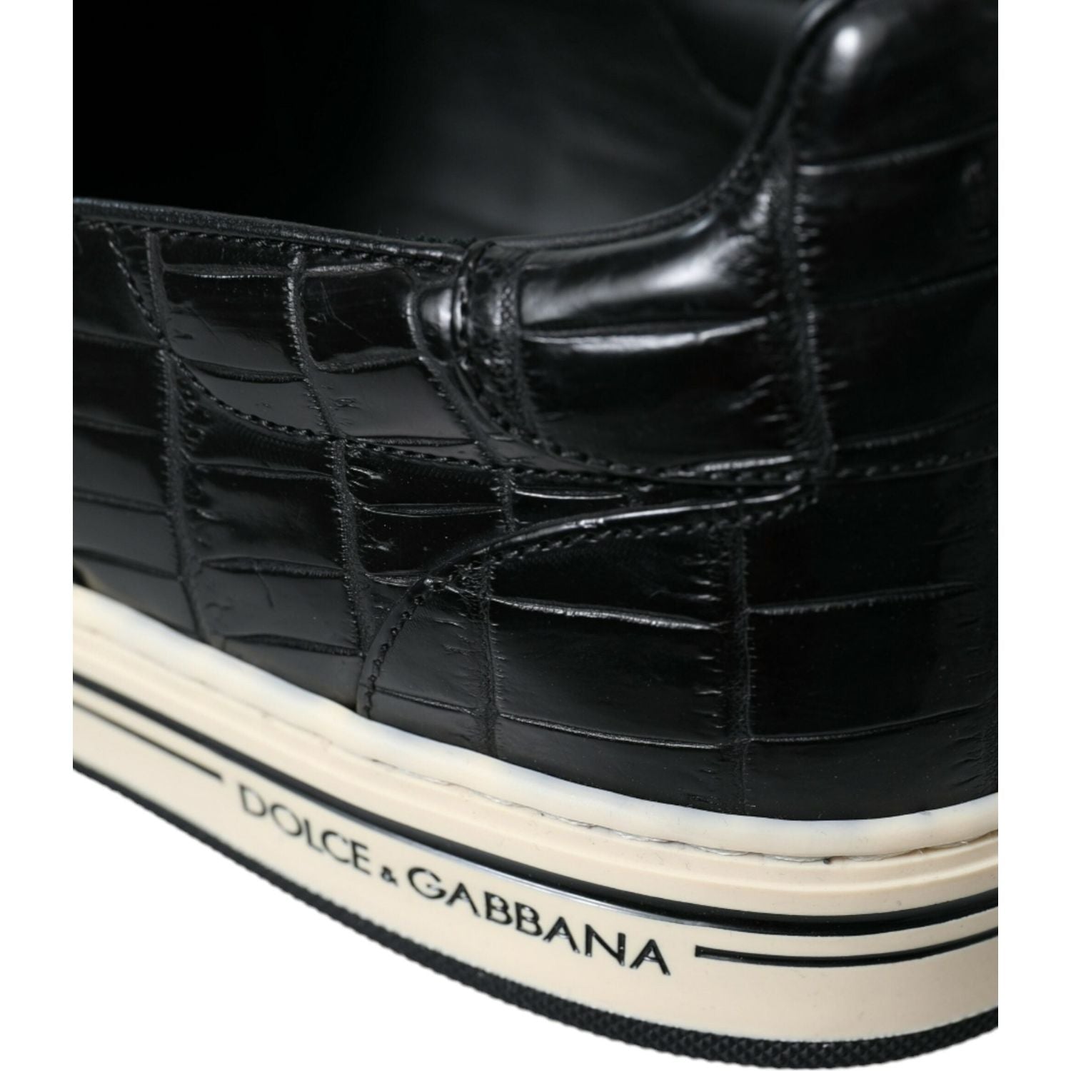 Dolce & Gabbana Black Croc Exotic Leather Sneakers Shoes