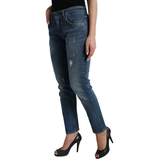 Dolce & Gabbana Chic Boyfriend Mid-Waist Stretch Jeans Dolce & Gabbana Dark Slate Gray