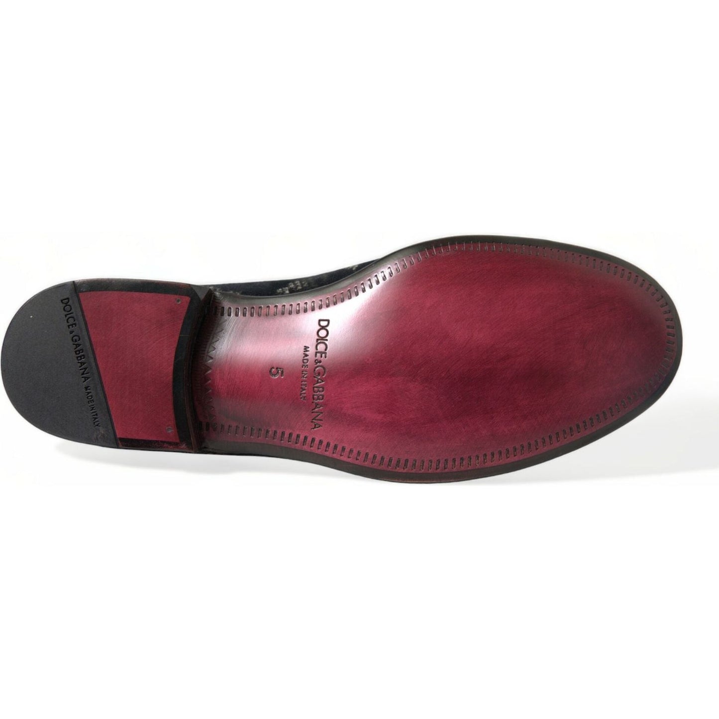 Dolce & Gabbana Black Floral Slippers Men Loafers Dress Shoes