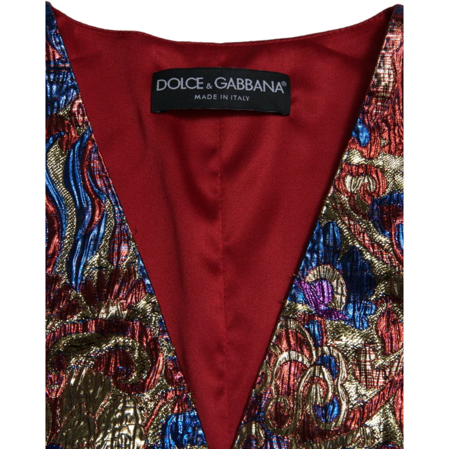Dolce & Gabbana Multicolor Jacquard Button Waistcoat Vest Top TSH84289-40