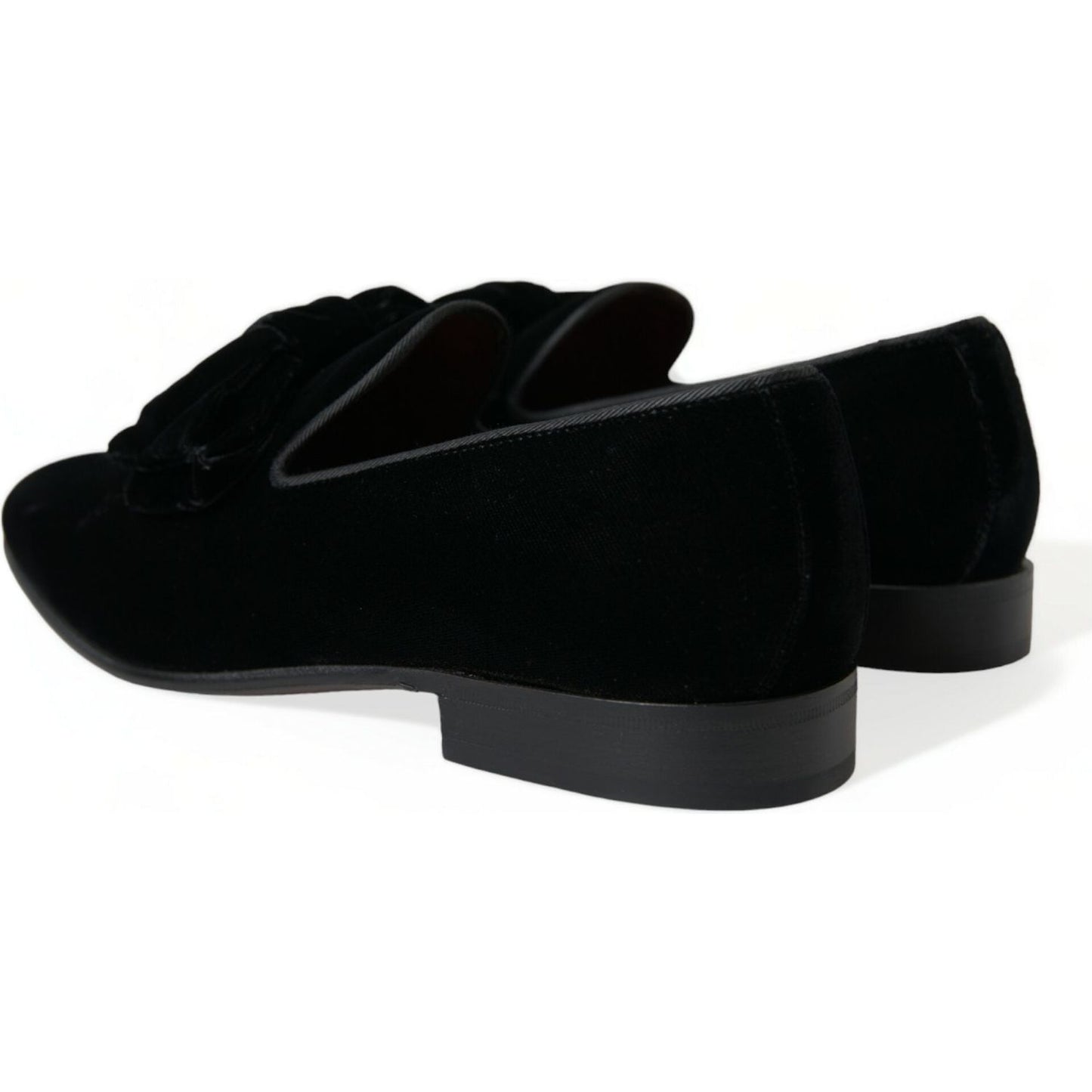 Dolce & Gabbana Black Velvet Loafers Formal Dress Shoes