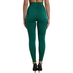 Dolce & Gabbana Green High Waist Designer Leggings Dolce & Gabbana Dark Slate Gray