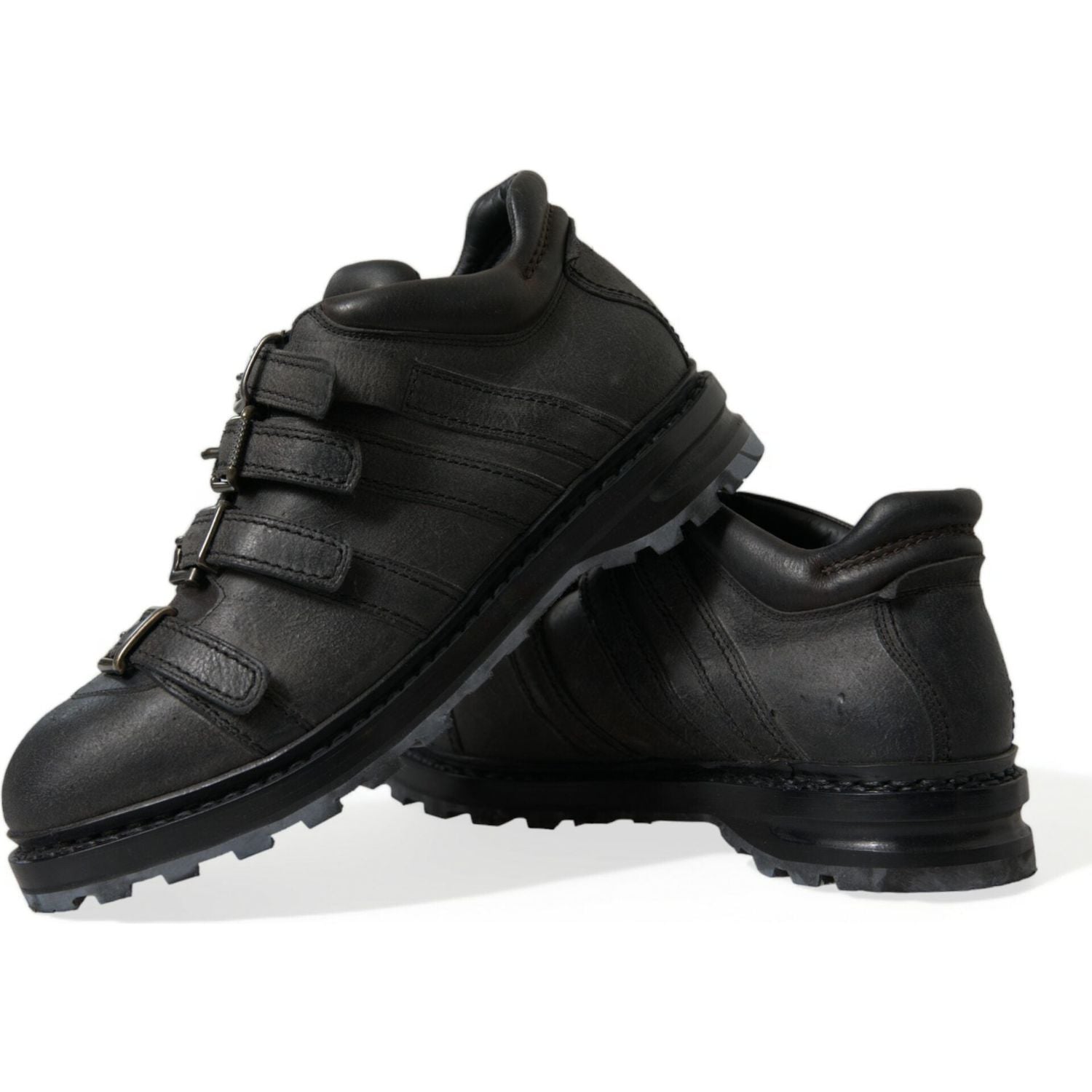 Dolce & Gabbana Black Leather Strap Men Ankle Boots Shoes
