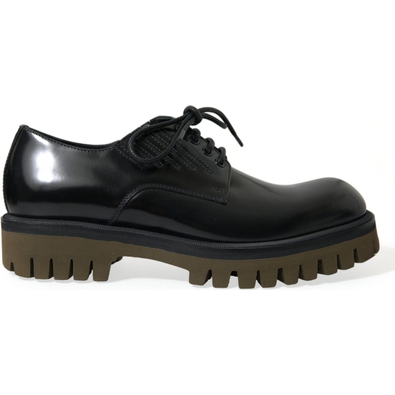 Dolce & Gabbana Black Leather Lace Up Derby Men Dress Shoes