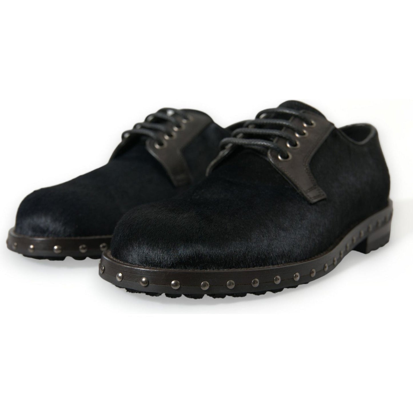 Dolce & Gabbana Black Stable Fur Derby SAN PIETRO Dress Shoes