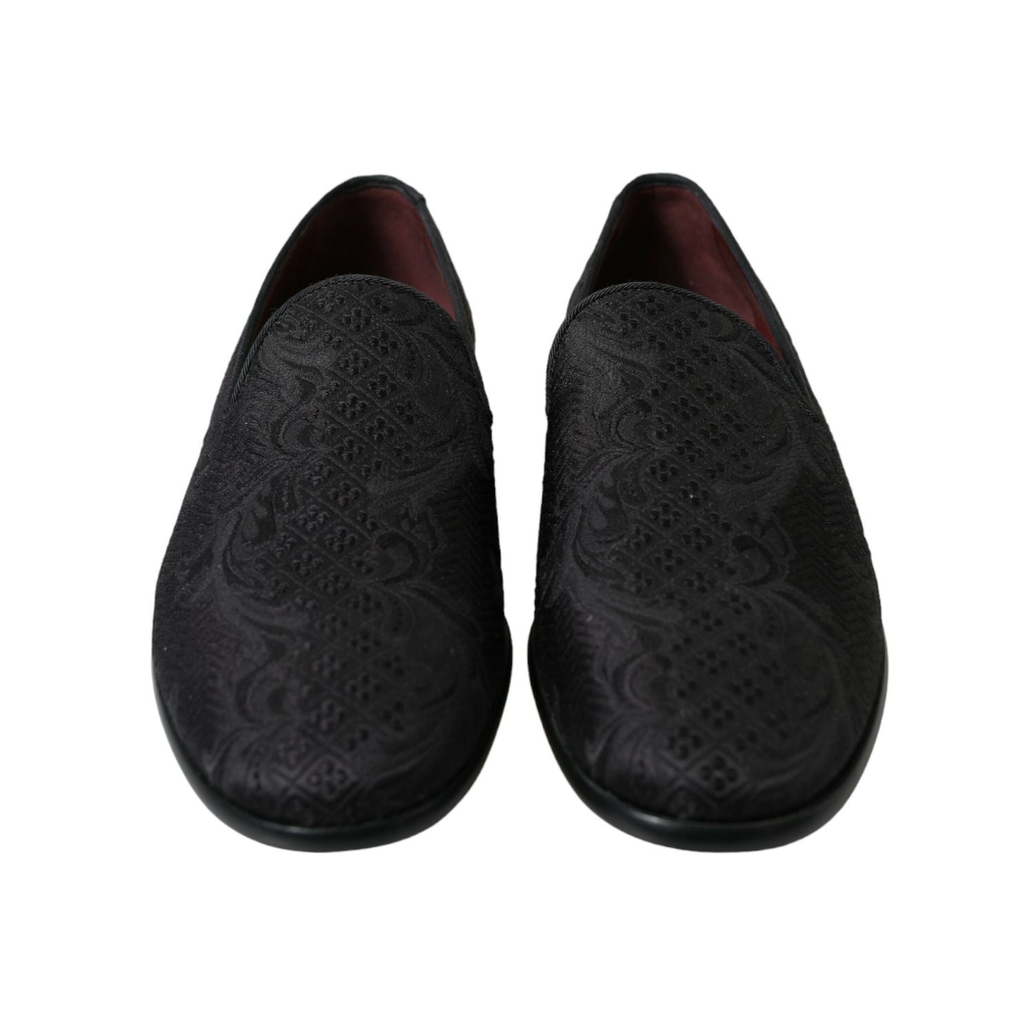 Dolce & Gabbana Black Brocade Men Slip On Loafer Dress Shoes