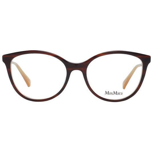 Max Mara Brown Women Glasses Frame in full-rim butterfly style, metal and plastic, 53-17-140 size, demo lenses. Includes branded case.