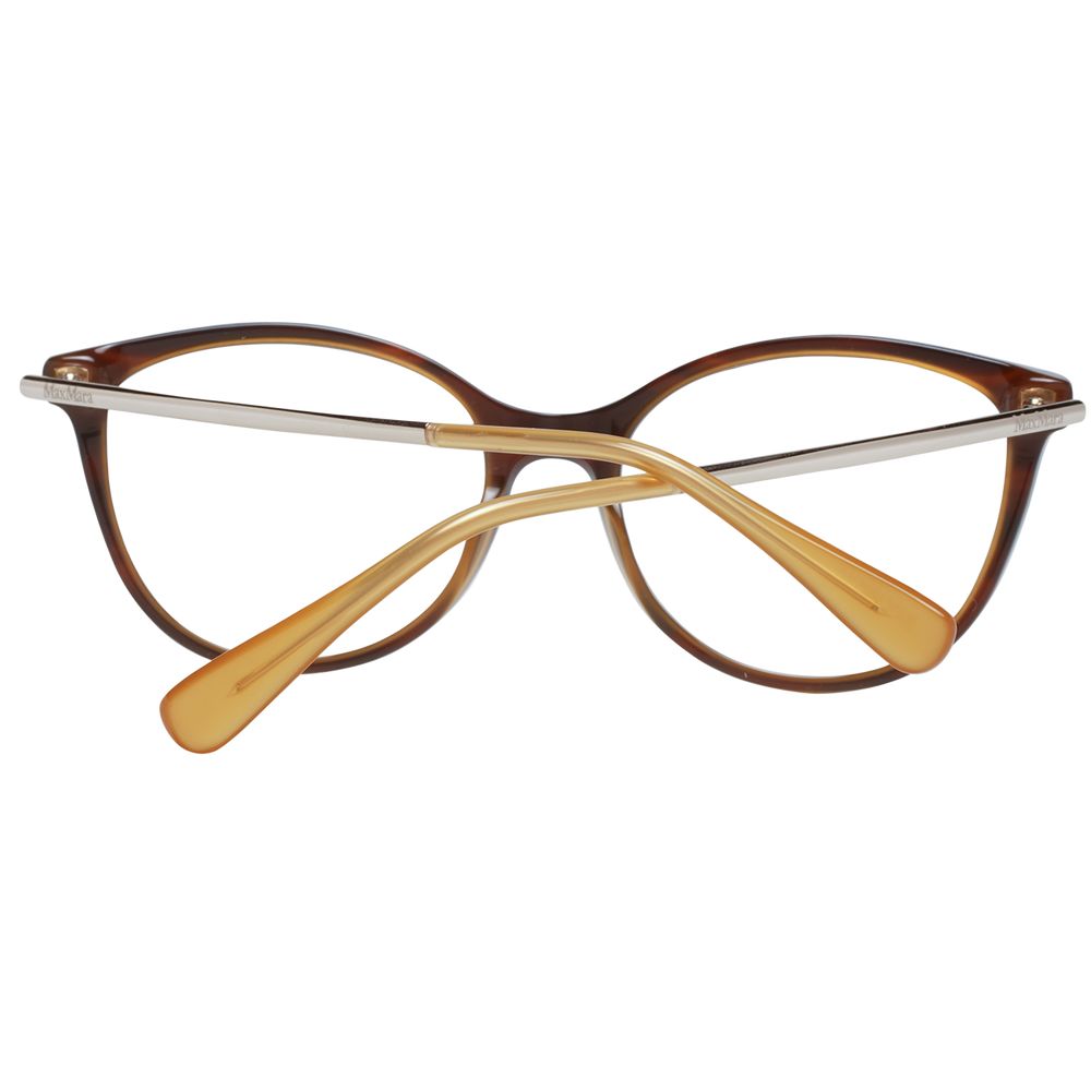 Max Mara Brown Women Glasses Frame, full-rim butterfly style with brown metal & plastic, 53-17-140 size, includes branded case.