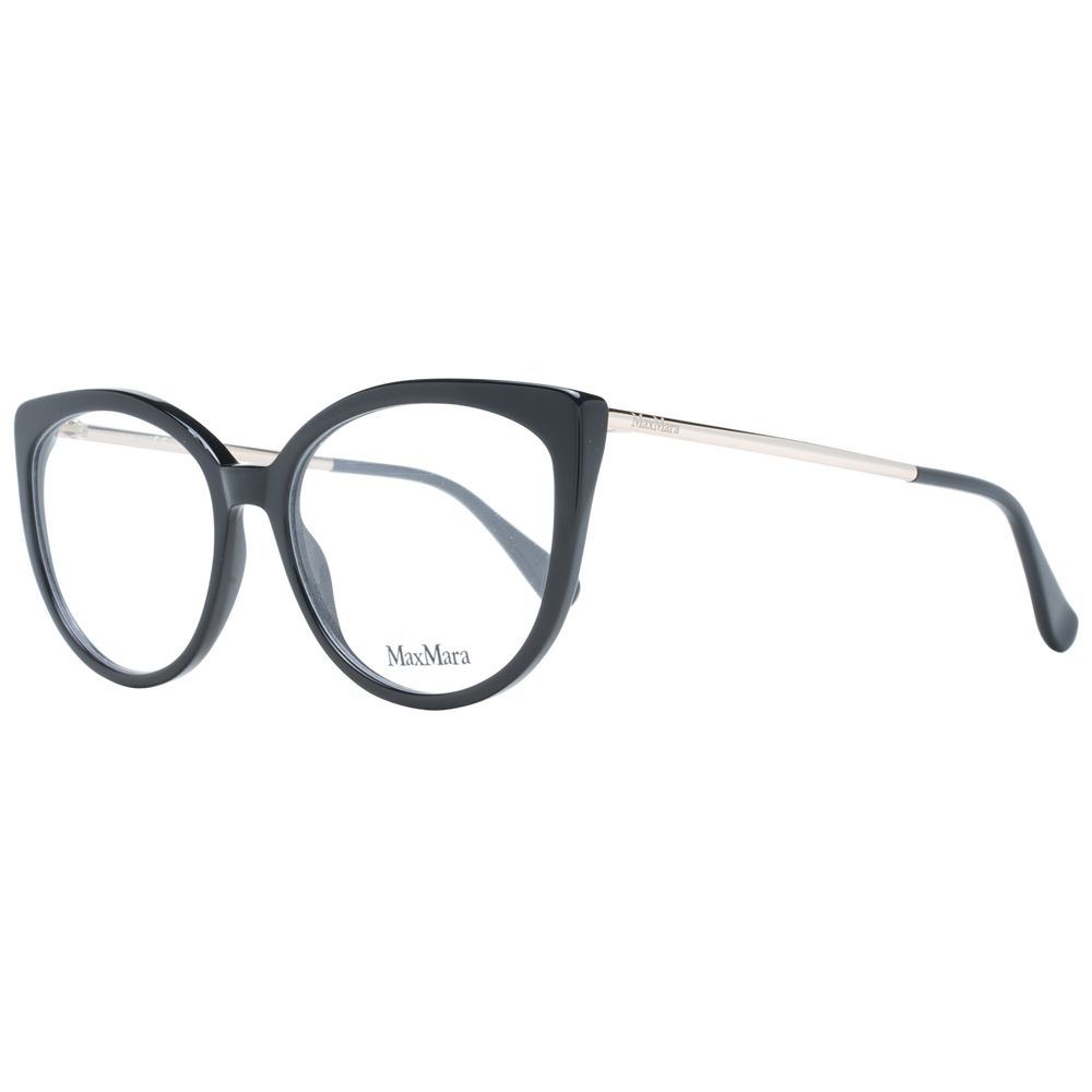 Max Mara Black Women Glasses Frame, full-rim cat eye style, black plastic material, size 54-16-140, with demo lenses and branded case.