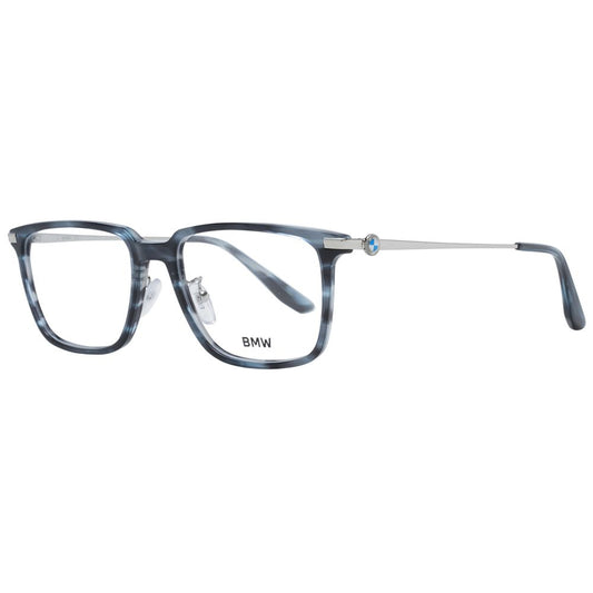 BMW glasses frame in blue with translucent rims and metal temples