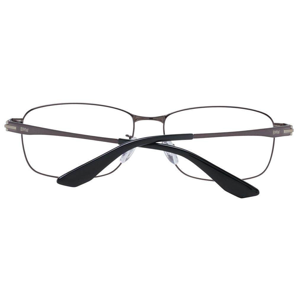 BMW Black Men Glasses Frame in titanium with full-rim black frame, demo lenses, and rectangle style. Includes branded case.