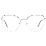 Emilio Pucci Blue Women Glasses Frame with round full-rim metal frame and demo plastic lenses, includes branded case.