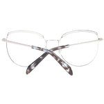 Emilio Pucci Blue Women Glasses Frame in metal full-rim round style, front view with blue frames and demo lenses.