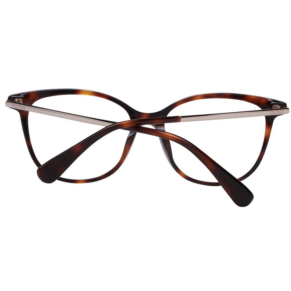 Alt Tag: Max Mara Brown Women Glasses Frame, full-rim butterfly style with demo lenses, plastic material, includes branded case.