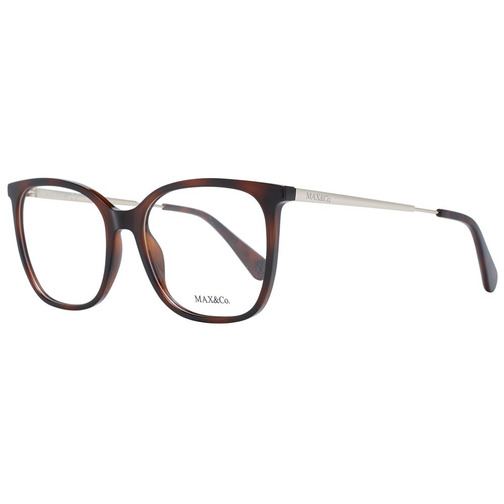 Max & Co Brown Women Glasses Frame, full-rim square design, metal and plastic material with demo lenses.