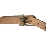 Dolce & Gabbana Black Calf Leather Gold Metal Buckle Belt