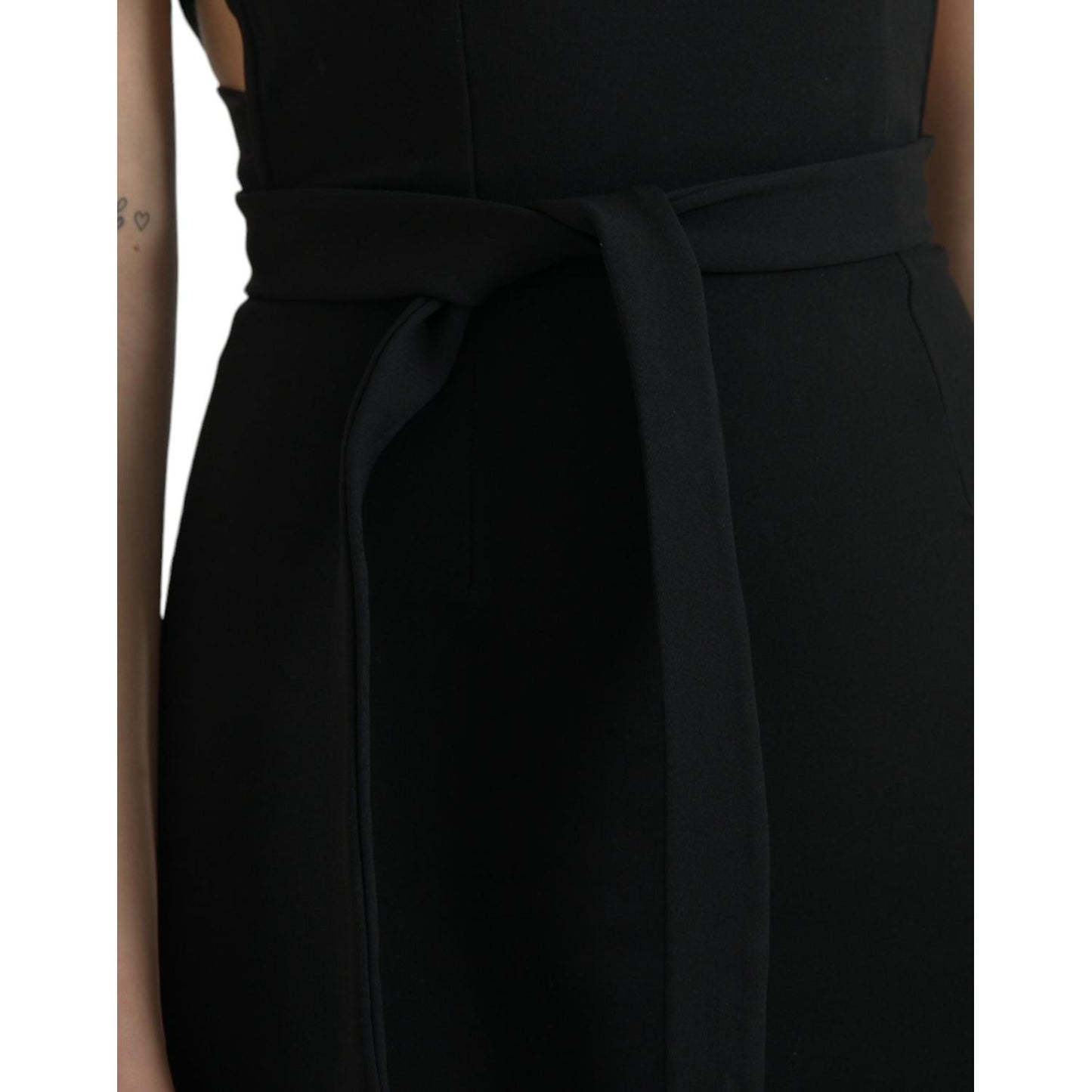 Dolce & Gabbana Black Sheath Halter Sleeveless Midi Dress