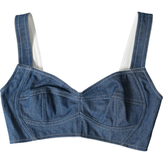 Dolce & Gabbana Elegant Blue Bustier Crop Top Dolce & Gabbana Dark Slate Gray