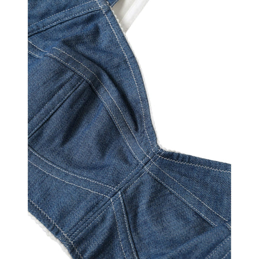 Dolce & Gabbana Elegant Blue Bustier Crop Top Dolce & Gabbana Dark Slate Gray
