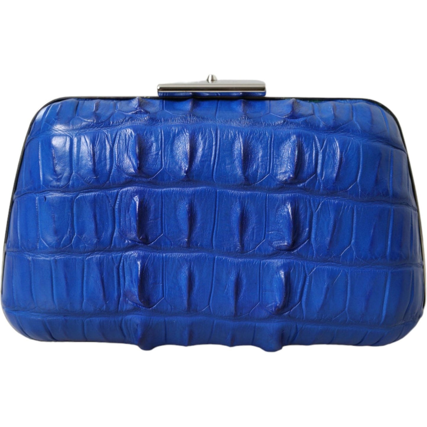 Balenciaga Blue Exotic Skin Leather Shoulder Crossbody Box Clutch Bag